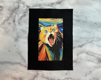 The Scream Cat Patch - Cat Punk Patch - Feral Cat Patch - Feral Patch - Feral Punk Patch - Crust Punk Patches - Art Punk Patches for Jackets