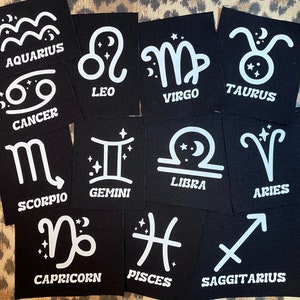Zodiac Sign Punk Patches - Goth patches - Astrologische Tekens Patch - Occult Witchy Cloth Patches - Horoscoop Constellation Celestial Patch
