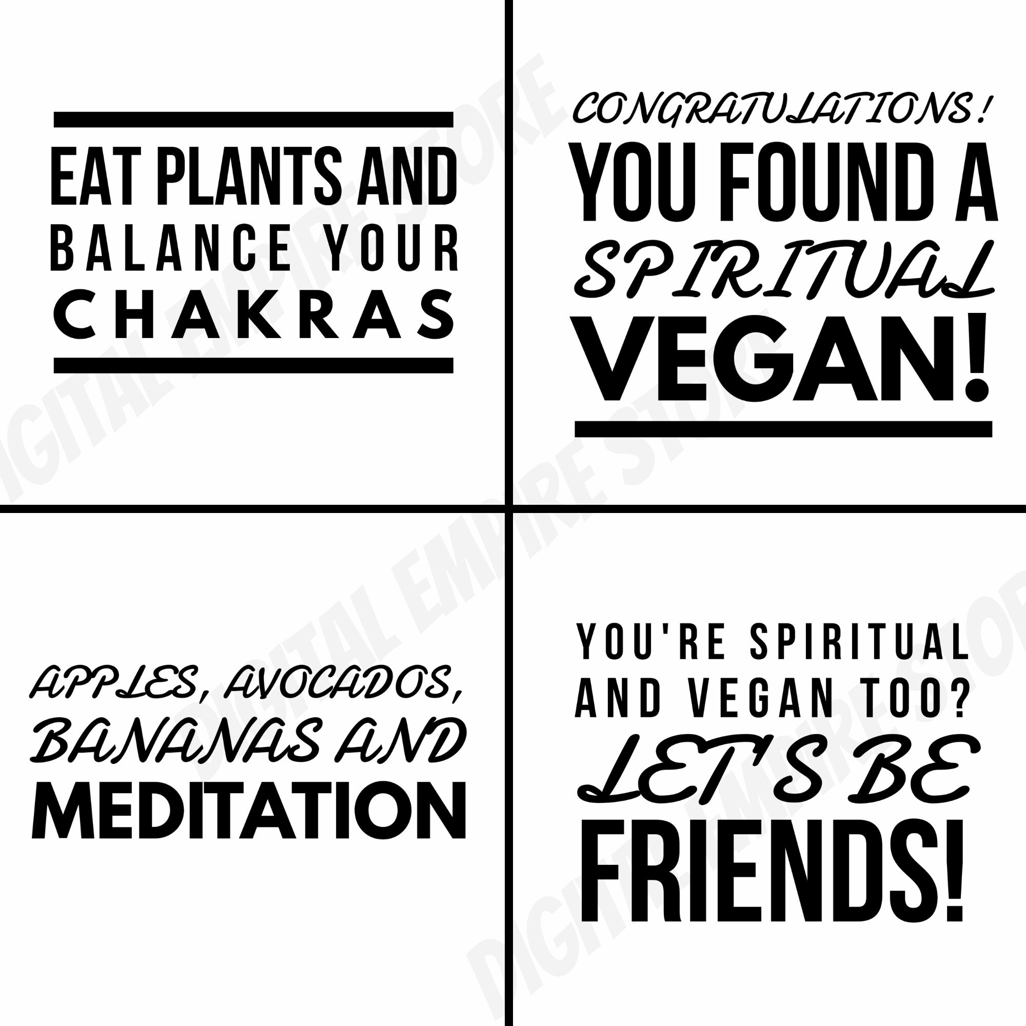 15 Spiritual Vegan Quotes BUNDLE, Svg, Png, Jpg, Veganism, Spiritual