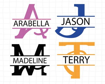 Split Monogram Alphabet SVG, DXF, PNG, jpg, pdf, Split Monogram Frame Alphabet, Cut File for Cricut, Silhouette, 26 archivos de corte individuales