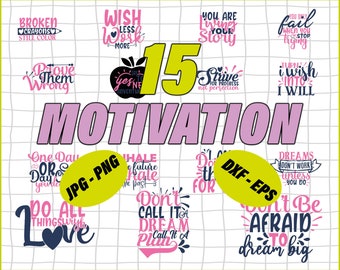 15 MOTIVIERENDE ZITATE SVG Bundle | Motivation svg Bundle | Svg Dateien für Cricut | Zitate Svg | Sprüche Svg