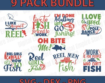 Angeln Svg Bundle |  Möge der Fisch bei Dir sein Design | I Like Keeping It Reel | I Love a good Pole Dance | Png, Dxf, Eps