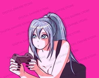 ANIME GAMER GIRL - Waifu- Svg - Svg, Eps, Dxf, Png, Jpg, Pdf Dateitypen | Anime Svg