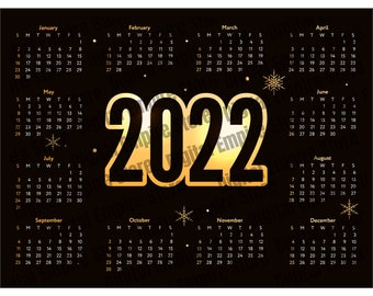 2022 SCHWARZ UND GOLD KALENDER