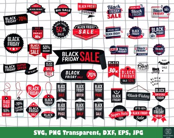 BLACK FRIDAY SVG Mega Bundle - Svg - Png - Eps - Dxf - Cricut - Silhouette - Bannières Black Friday - Autocollants Black Friday - Clip Art