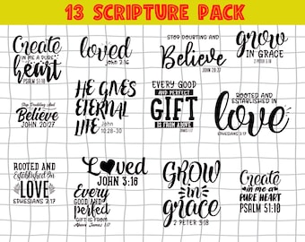 Christliche Bibel Schrift Zitate BUNDLE SVG, Perfekt für T-Shirts, Tassen und mehr!