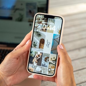 Fondos de pantalla de estética neutra para iPhone / Fondos costeros bohemios / Ambiente playero minimalista / Tablero de estado de ánimo elegante y suave para iOS