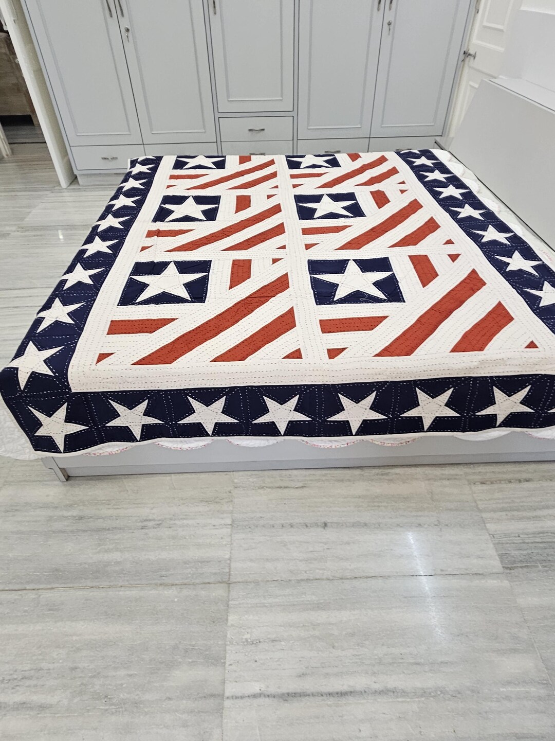 Upcycled Linen Patchwork Quilt | Handmade Sustainable Throw Blanket| 70 ...