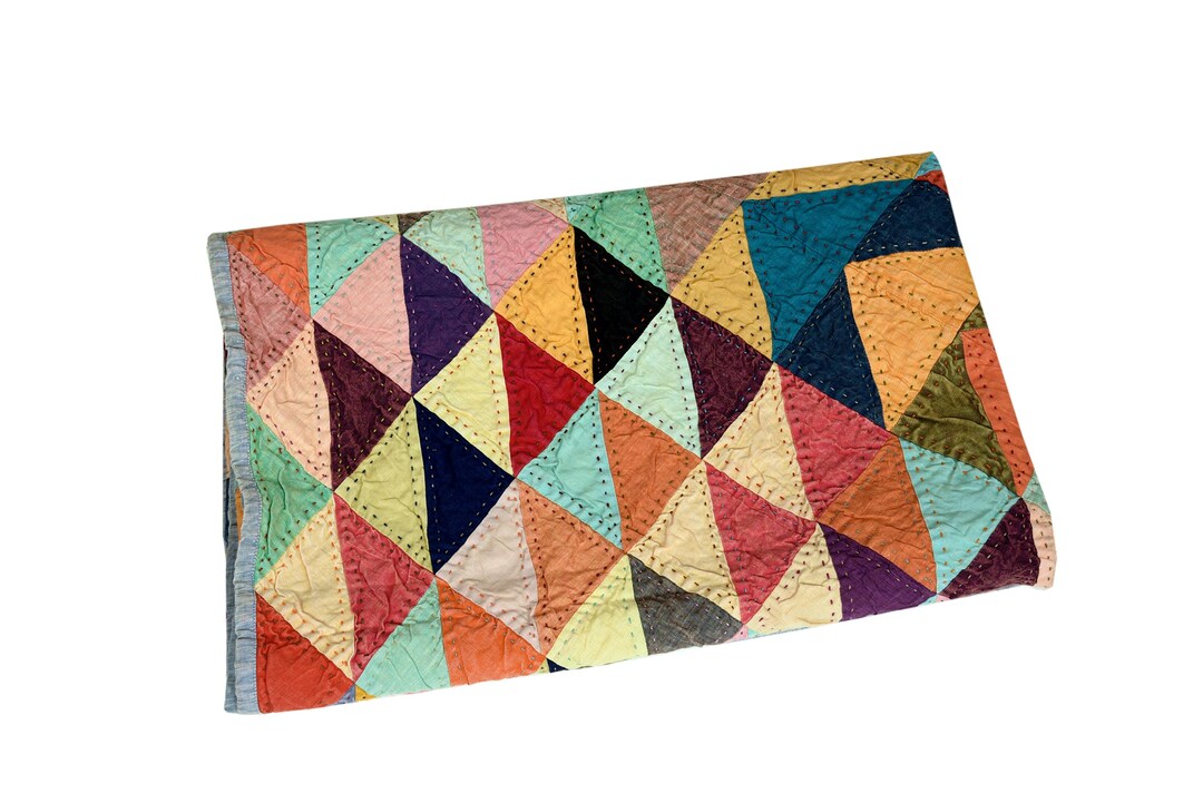 Upcycled Linen Patchwork Quilt | Handmade Sustainable Throw Blanket - Etsy