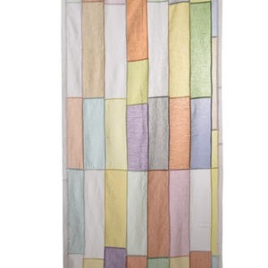 Pastel Bojagi linen Curtain, Upcycled Linen Panel, pastel semi Sheer Curtain, Handmade Korean Art, reversible, 36 by 81, custom order image 6