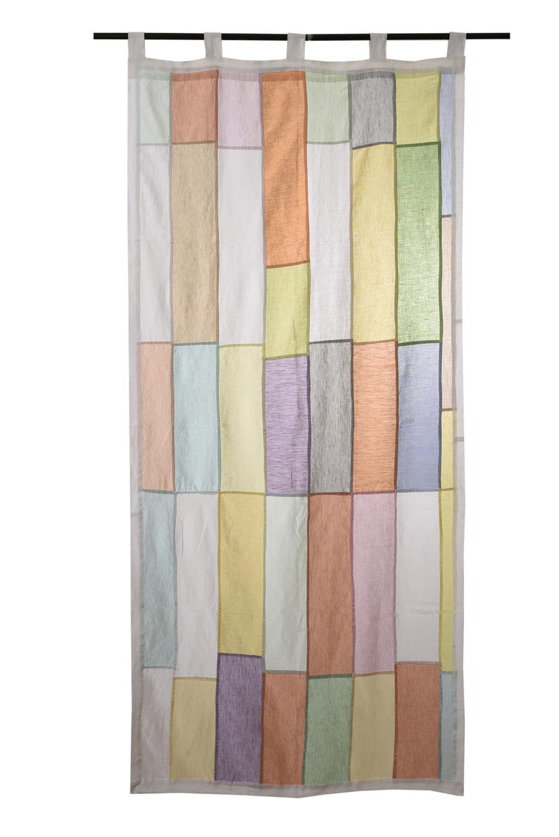 Pastel Bojagi linen Curtain, Upcycled Linen Panel, pastel semi Sheer Curtain, Handmade Korean Art, reversible, 36 by 81, custom order image 6