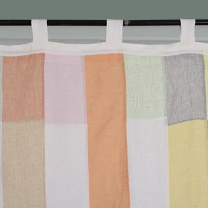 Pastel Bojagi linen Curtain, Upcycled Linen Panel, pastel semi Sheer Curtain, Handmade Korean Art, reversible, 36 by 81, custom order image 4