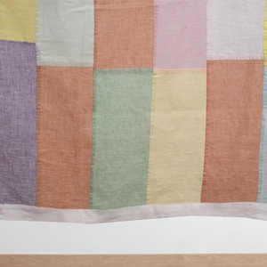 Pastel Bojagi linen Curtain, Upcycled Linen Panel, pastel semi Sheer Curtain, Handmade Korean Art, reversible, 36 by 81, custom order image 5