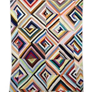 Colcha de lino hecha a mano con retazos: Manta estilo boho Kantha (60 x 90 pulgadas)