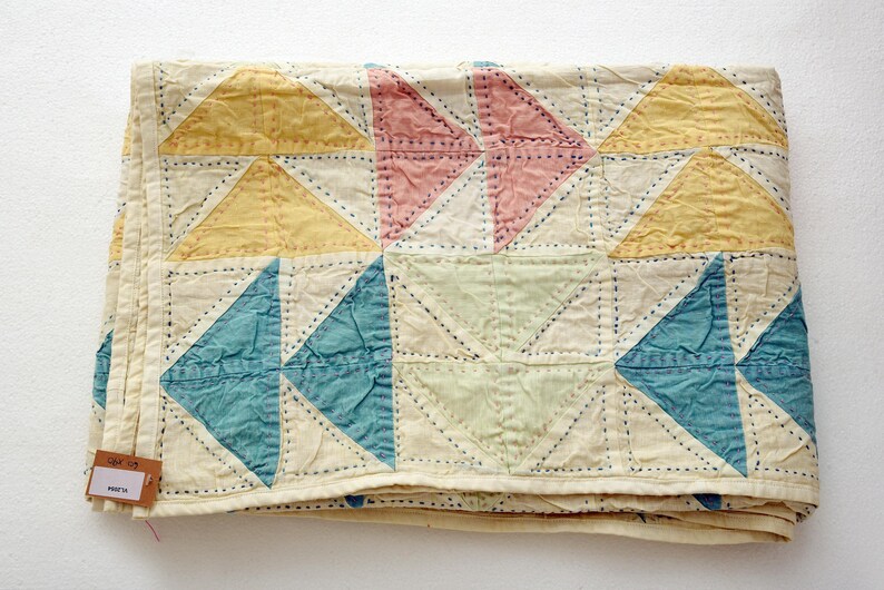 Upcycled Linen Patchwork Quilt | Handmade Sustainable Throw Blanket - Etsy