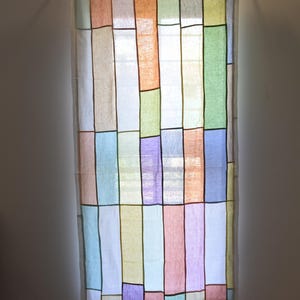 Pastel Bojagi linen Curtain, Upcycled Linen Panel, pastel semi Sheer Curtain, Handmade Korean Art, reversible, 36 by 81, custom order image 2