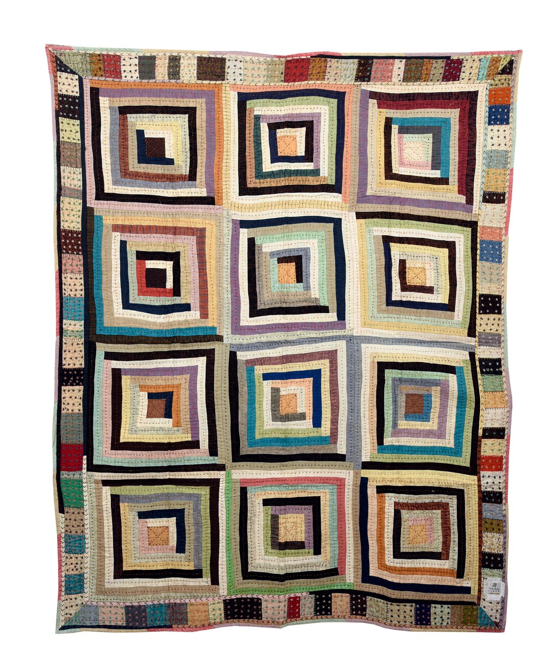 Handmade Linen Patchwork Quilt: Boho Kantha Throw (60 X 90 Inch) - Etsy