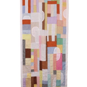 Bojagi-Inspired Patchwork Linen Curtain | Upcycled Sheer Panel| Abstract Multicolor Window panel |  custom order