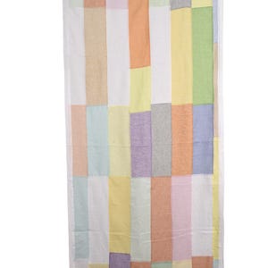 Pastel Bojagi linen Curtain, Upcycled Linen Panel, pastel semi Sheer Curtain, Handmade Korean Art, reversible, 36 by 81, custom order image 3
