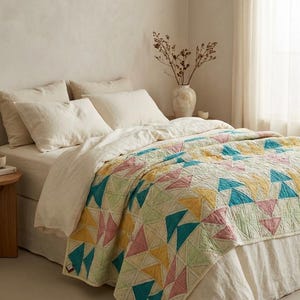 Upcycled Linen Patchwork Quilt | Handmade Sustainable Throw Blanket