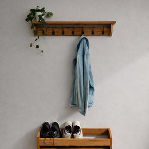 Handmade Wooden Wall Mounted Shoe Rack, Entryway Storage image 10