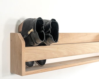 Oak Shoe rack, Shoe storage, Wooden shoe rack, Handmade shoe rack, Wall mounted shoe rack, Available in natural wood, white, grey, green