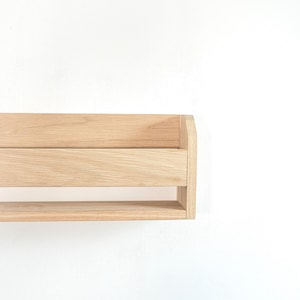 Handmade oak shoe rack, natural wood wall-mounted shoe storage, minimalist entryway organizer, modern wooden footwear rack for hallway decor