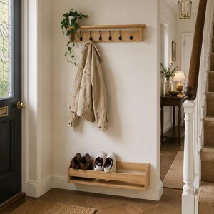 Handmade Wooden Wall Mounted Shoe Rack, Entryway Storage image 6