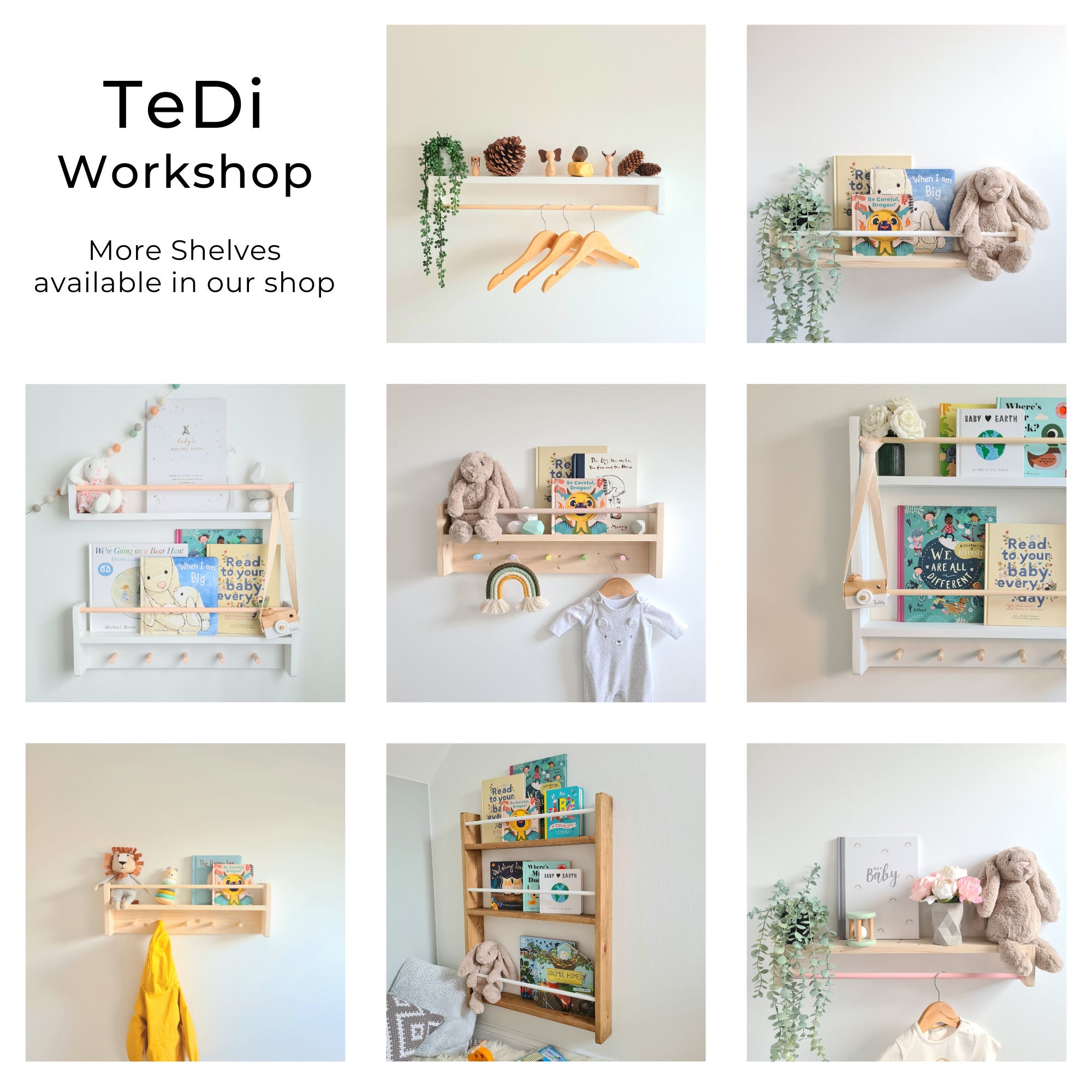 Nursery Shelf With Rail and Peg Hooks Nursery Shelf Decor Etsy UK