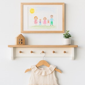 White Shaker Peg Shelf | Handmade Wooden Coat Rack | Nursery, Hallway, Kitchen & Entryway Storage
