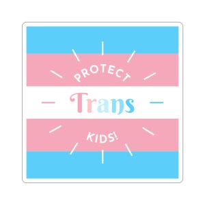 Protect Trans Kids Sticker, LGBTQ+ Pride Decal, Laptop Water Bottle Bumper, Transgender Rights Gift, Rainbow Love Equality Support, Vinyl