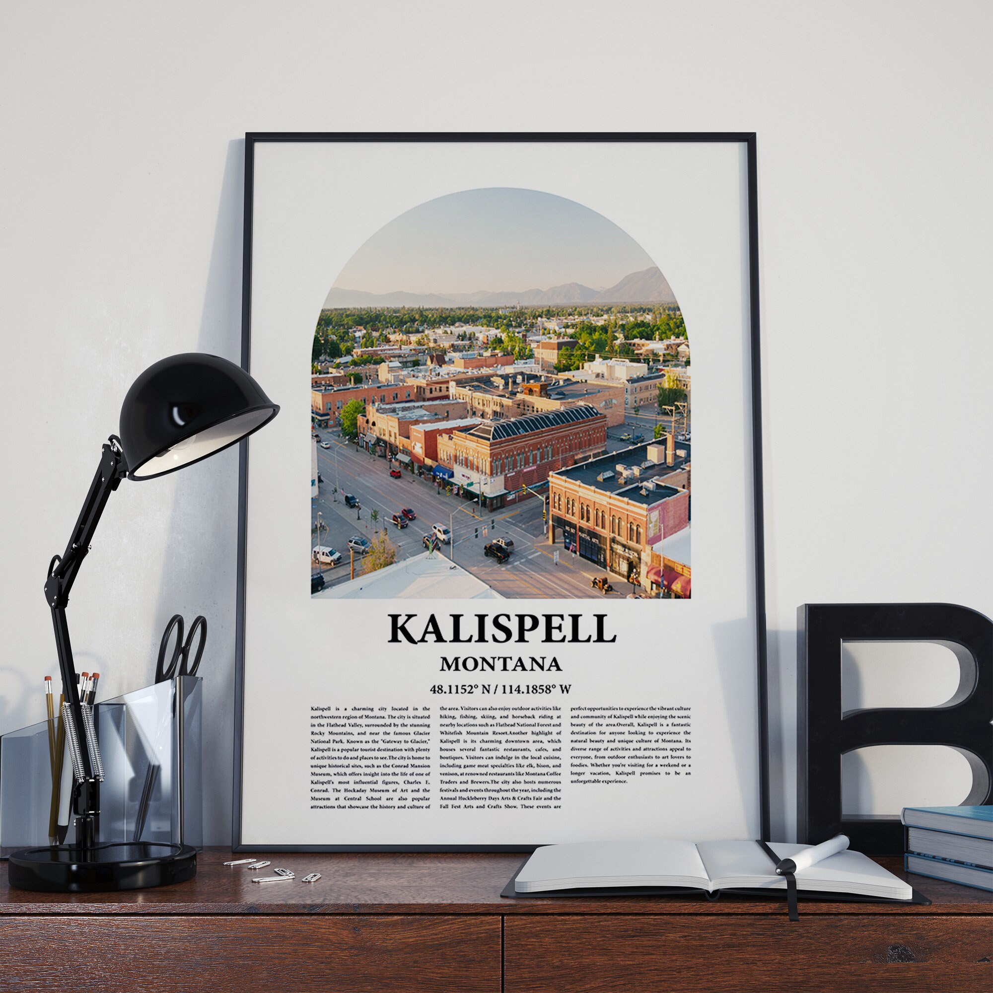 Kalispell City Poster Inspired Newspaper, Kalispell City Print, Photo, Artwork, Kalispell City
