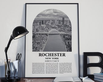 Rochester City Poster Inspired Newspaper, Rochester City Print, Photo, Rochester City Black and White Travel Poster, Minnesota Travel Art