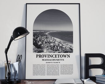 Provincetown City Poster Inspired Newspaper, Provincetown City Print, Provincetown City Black and White Travel Poster, Massachusetts Travel