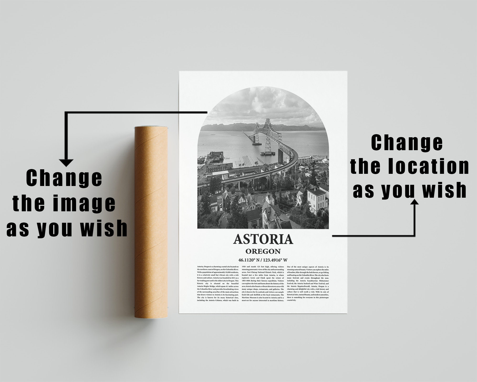 Astoria City Poster Inspired Newspaper, Astoria City Print, Photo, Art  Print, Astoria City Black and White Travel Poster, Oregon Travel Art 