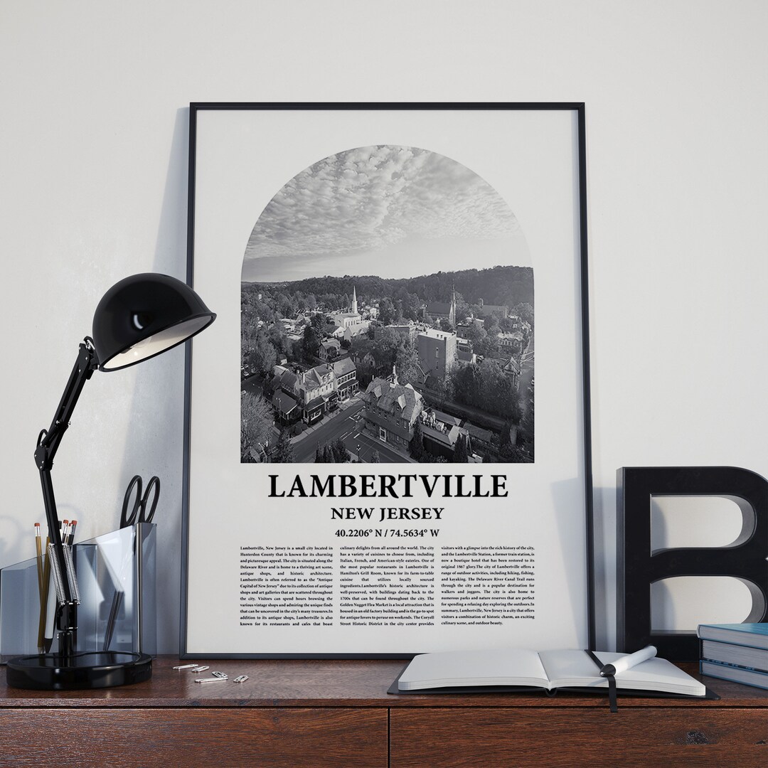 Lambertville City Poster Inspired Newspaper, Lambertville City Print