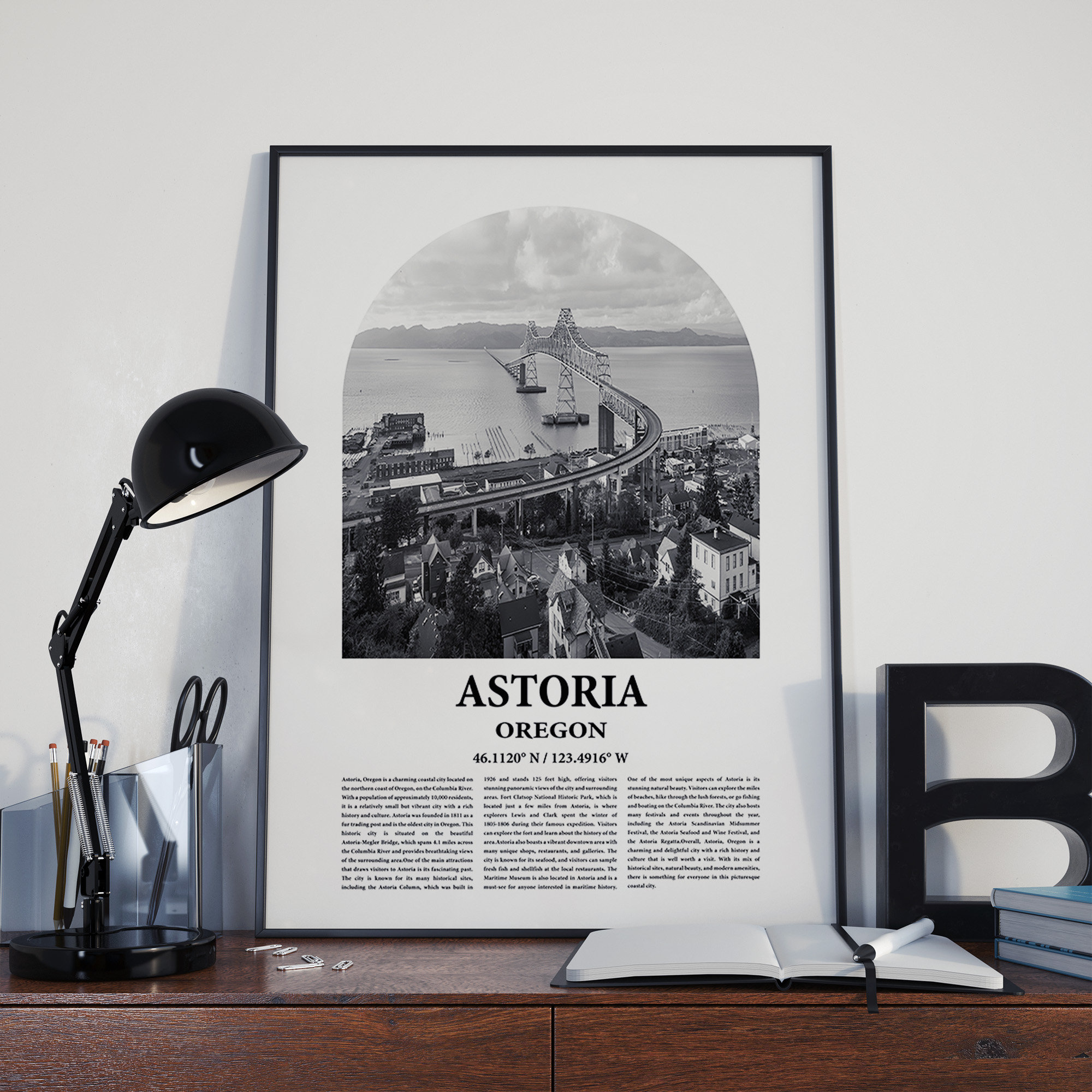 Astoria City Poster Inspired Newspaper, Astoria City Print, Photo, Art  Print, Astoria City Black and White Travel Poster, Oregon Travel Art 