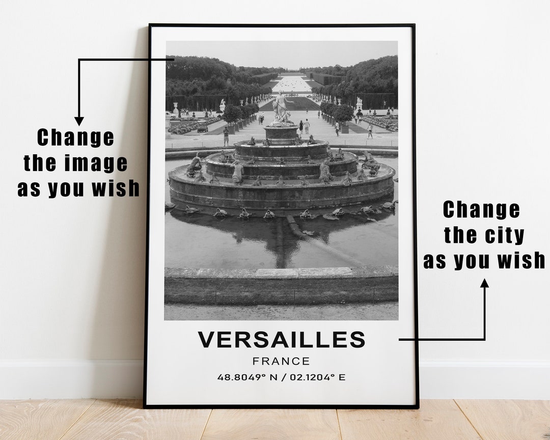 Versailles Travel Poster Versailles Black and White Poster Etsy