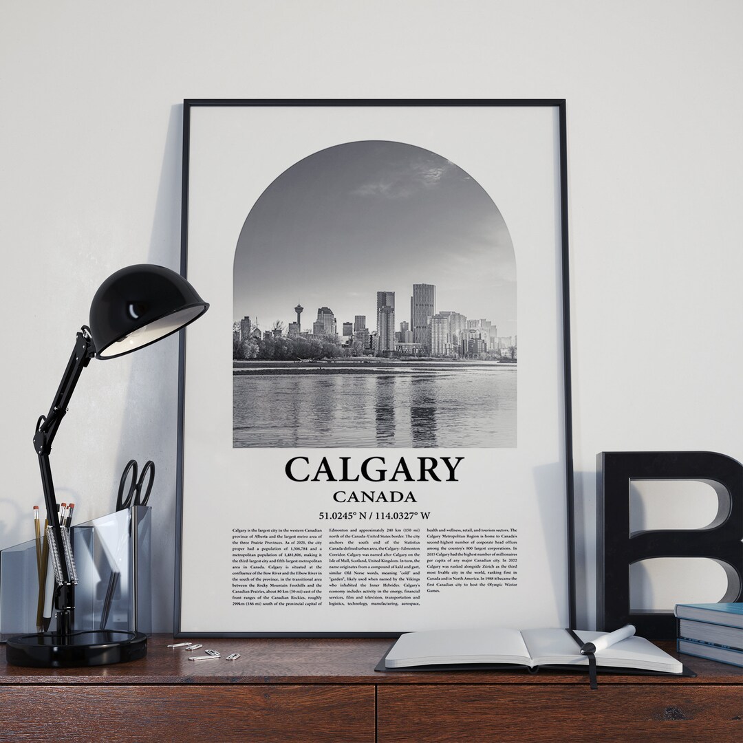 Calgary Poster Inspired Newspaper, Calgary Black and White Travel