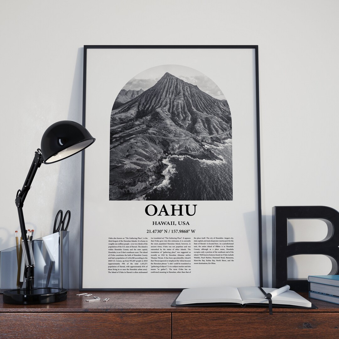Oahu Poster Inspired Newspaper, Oahu Print, Oahu Photo, Oahu Artwork