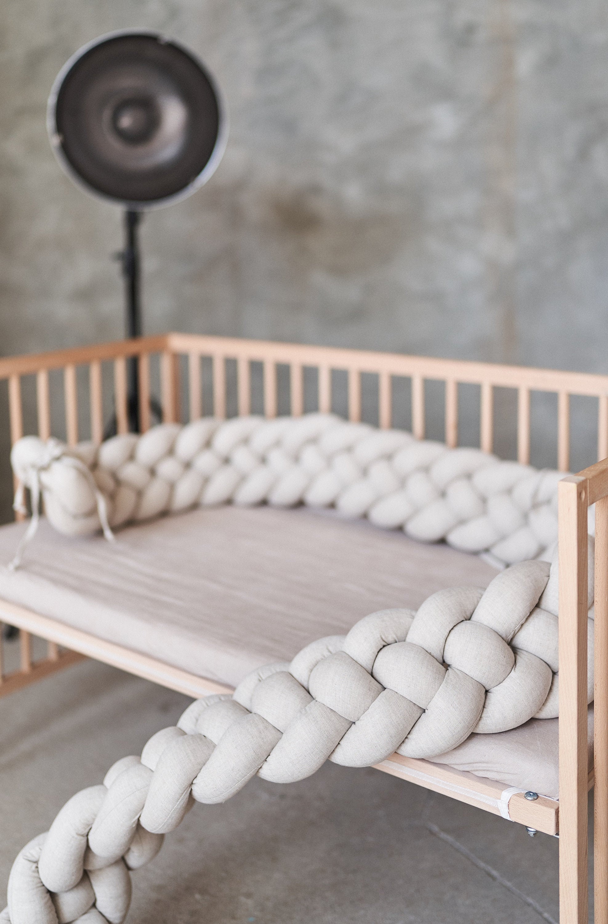 Linen Double Braided Baby Crib Bumper Braid Cot Bumper Knot Etsy