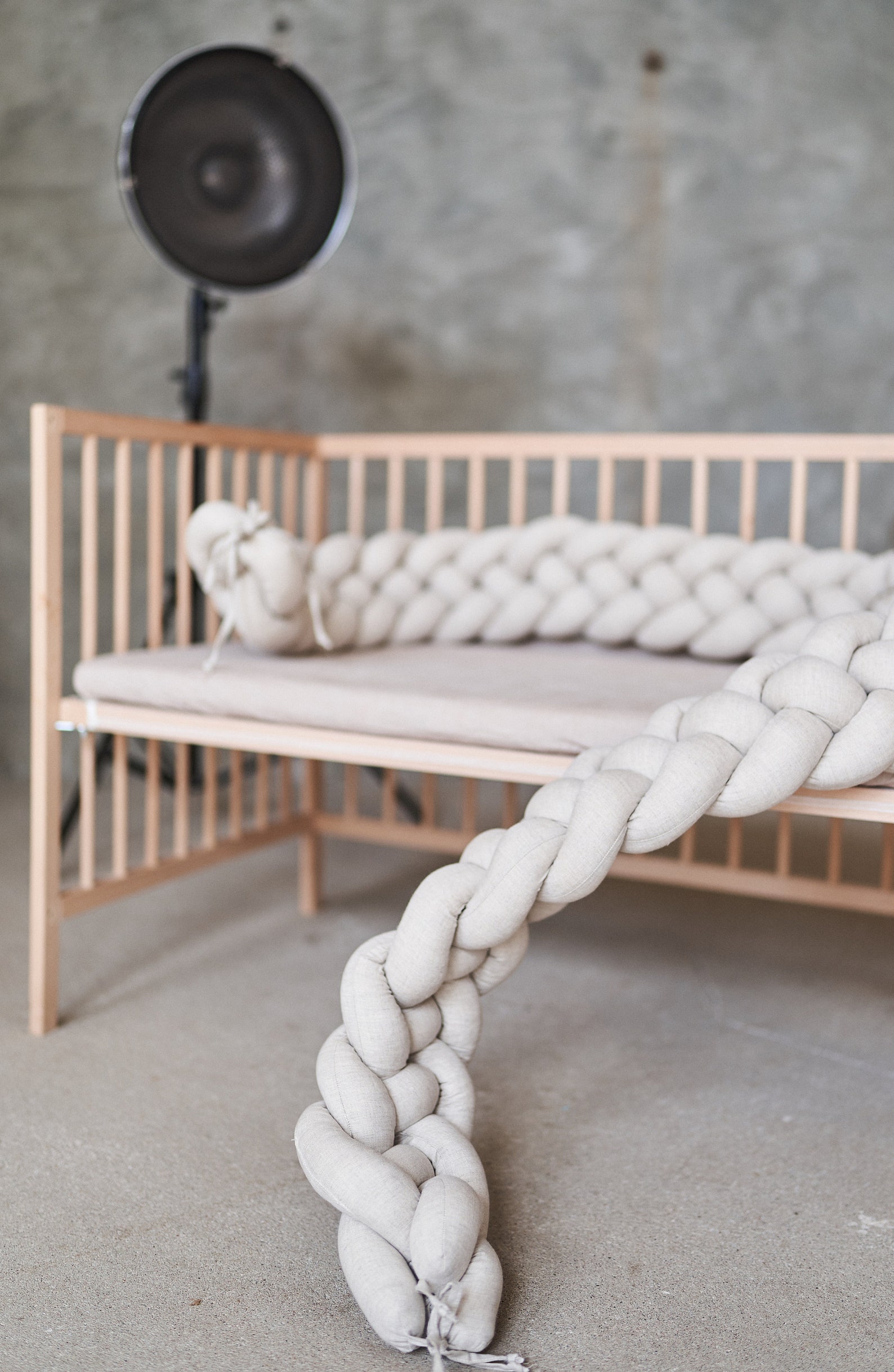 Linen Double Braided Baby Crib Bumper Braid Cot Bumper Knot Etsy