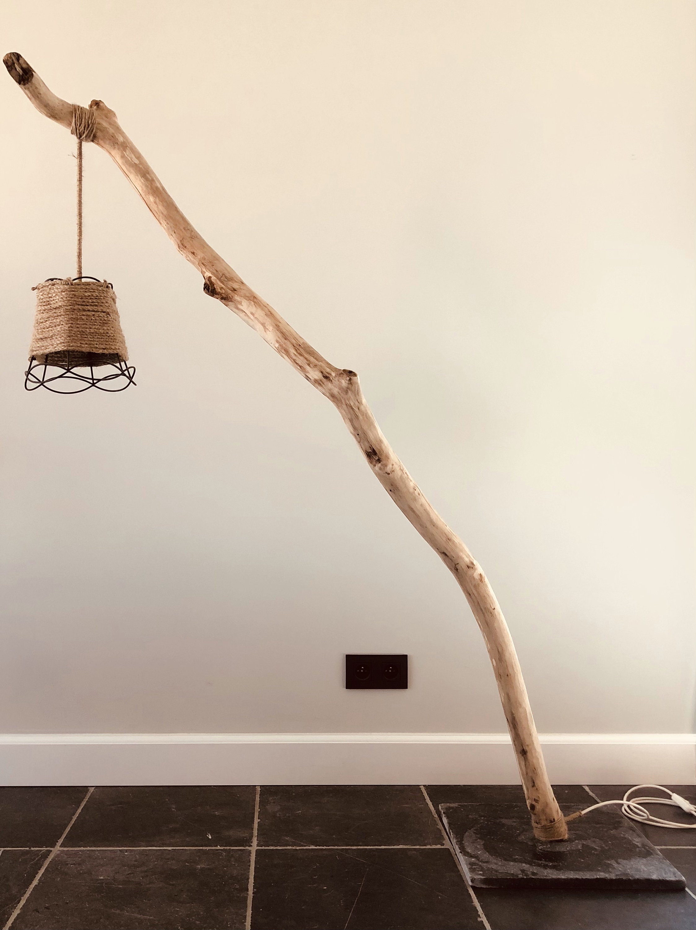 Wooden Lamp Oak Lamp Floor Lamp of an Old Oak Branch Floor Lamp