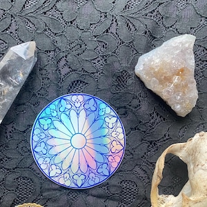 Rose window sticker BLUE holographic
