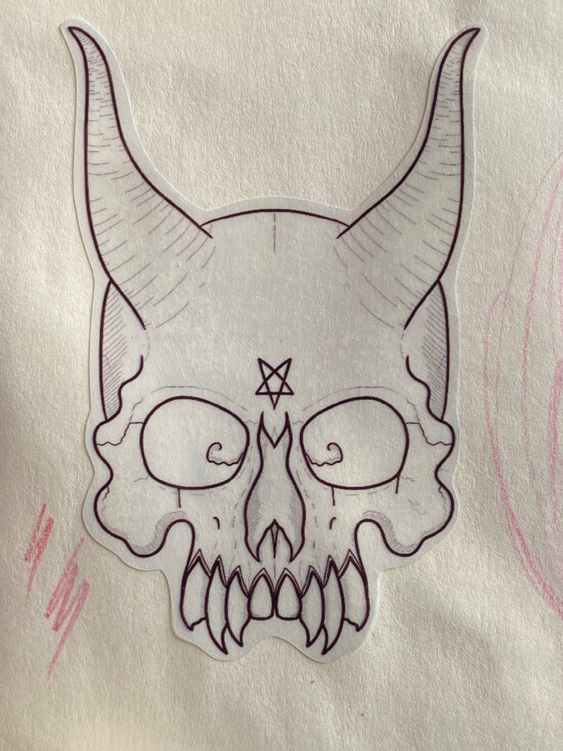 Demon skull transparent sticker image 5