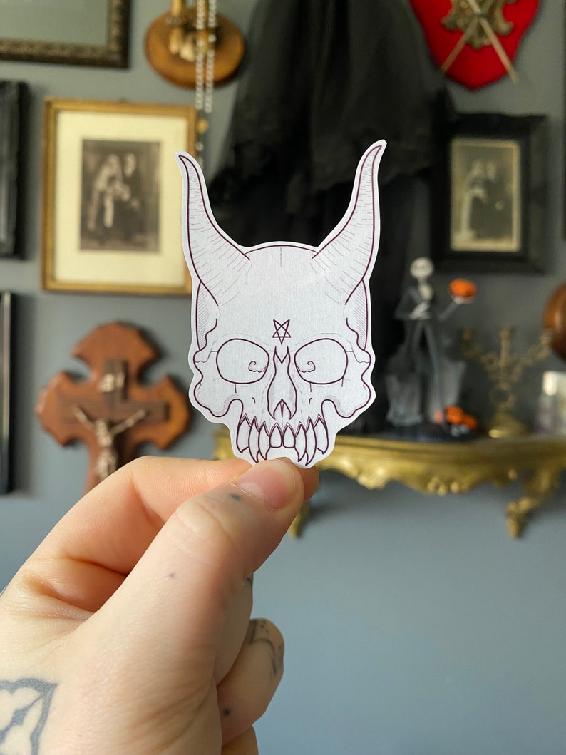 Demon skull transparent sticker image 7