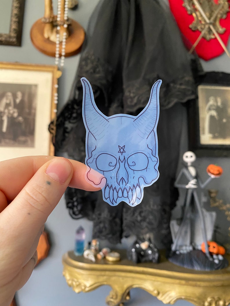 Demon skull transparent sticker image 3
