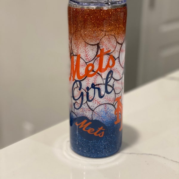 Mets Girl Glitter Tumbler