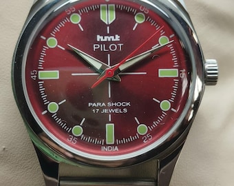 稼働品 hmt PILOT エイチエムティー ラウンド 手巻き インド 腕時計 hmt Pilot 17石 手巻き メンズ時計 インド製