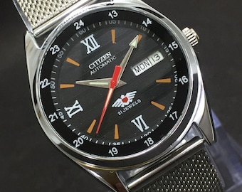 シチズン 自動巻き ブラックダイヤル デイ/デイト 21石 ステンレス